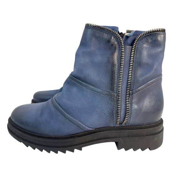 Miz Mooz Women's Frances Blue Leather Lined Ankle Boots Inside Zipper Sz 39 - Picture 6 of 11